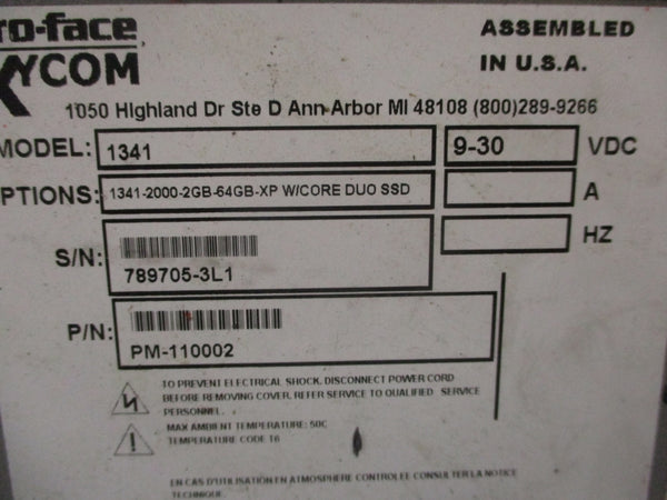 PRO-FACE PM-110002 1341-2000-2GB-64GB-XP TF-AEC-6920-C20-1010 9-30VDC 7-2A UNMP