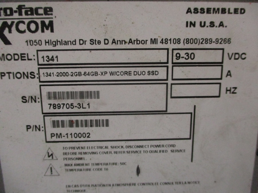 PRO-FACE PM-110002 1341-2000-2GB-64GB-XP TF-AEC-6920-C20-1010 9-30VDC 7-2A UNMP