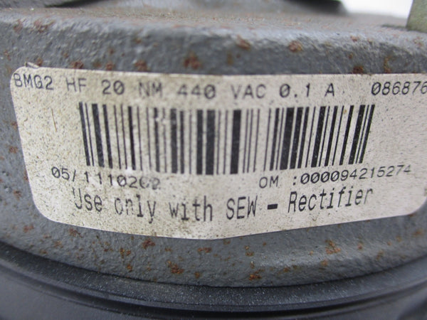 SEW BMG2 HF 20 NM 08687684 440VAC 0.1A (AS PICTURED) UNMP