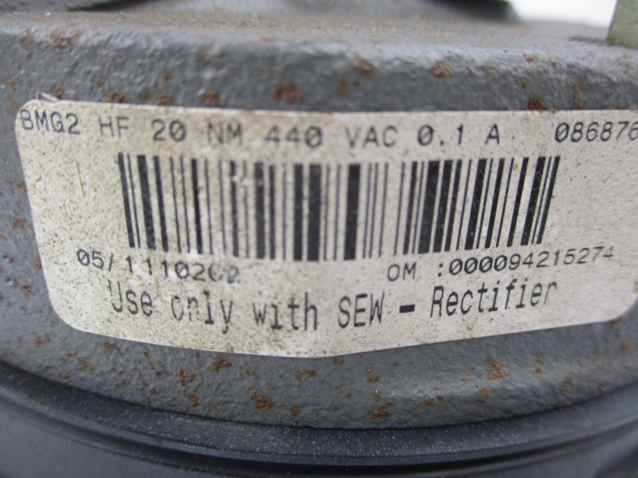 SEW BMG2 HF 20 NM 08687684 440VAC 0.1A (AS PICTURED) UNMP