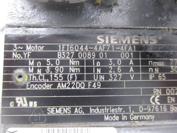 SIEMENS 1FT6044-4AF71-4FA1 327V 3.0A UNMP