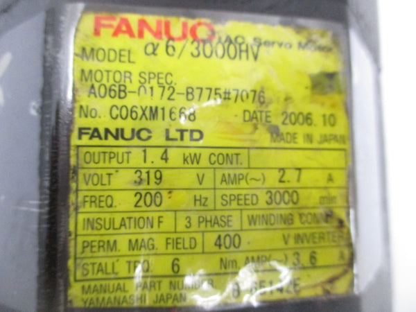 FANUC A06B-0172-B775#7076 319V 2.7A UNMP