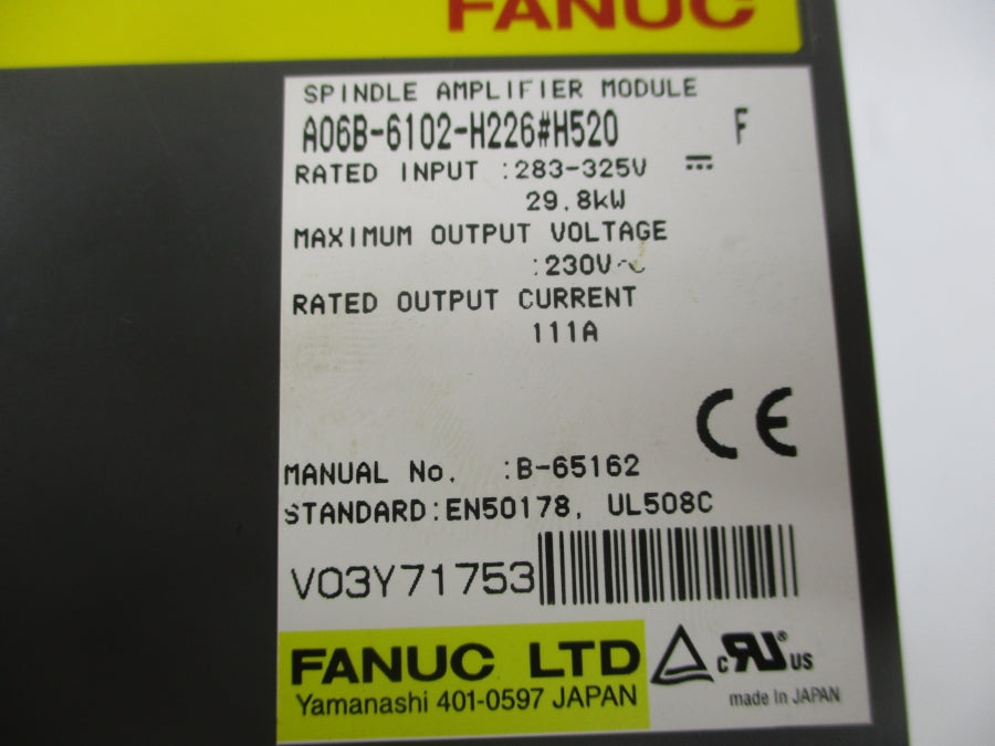 FANUC A06B-6102-H226#H520 283-325V 111A REMAN