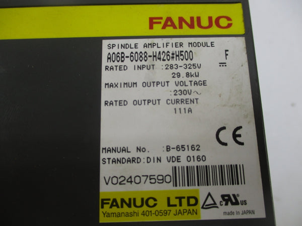 FANUC A06B-6088-H426#H500 283-325V 111A UNMP