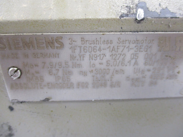 SIEMENS 1FT6064-1AF71-3EG1 5.0/6.1A (AS PICTURED) UNMP