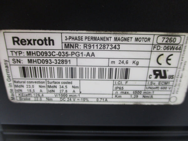 REXROTH MHD093C-035-PG1-AA R911287343 24VDC .71A UNMP