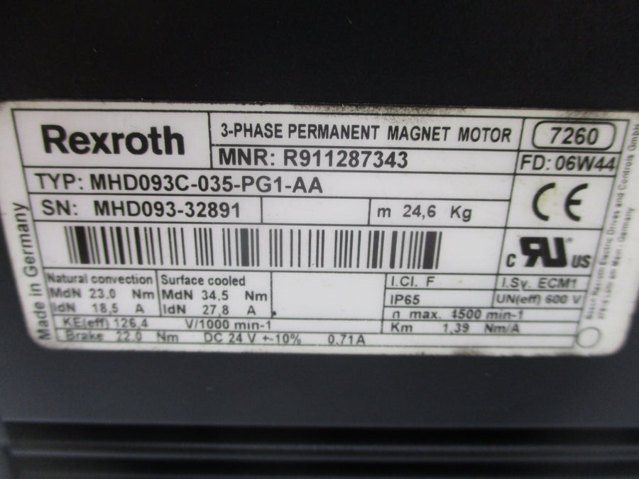REXROTH MHD093C-035-PG1-AA R911287343 24VDC .71A UNMP