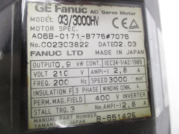 FANUC A06B-0171-B775#7076 210V 2.8A UNMP