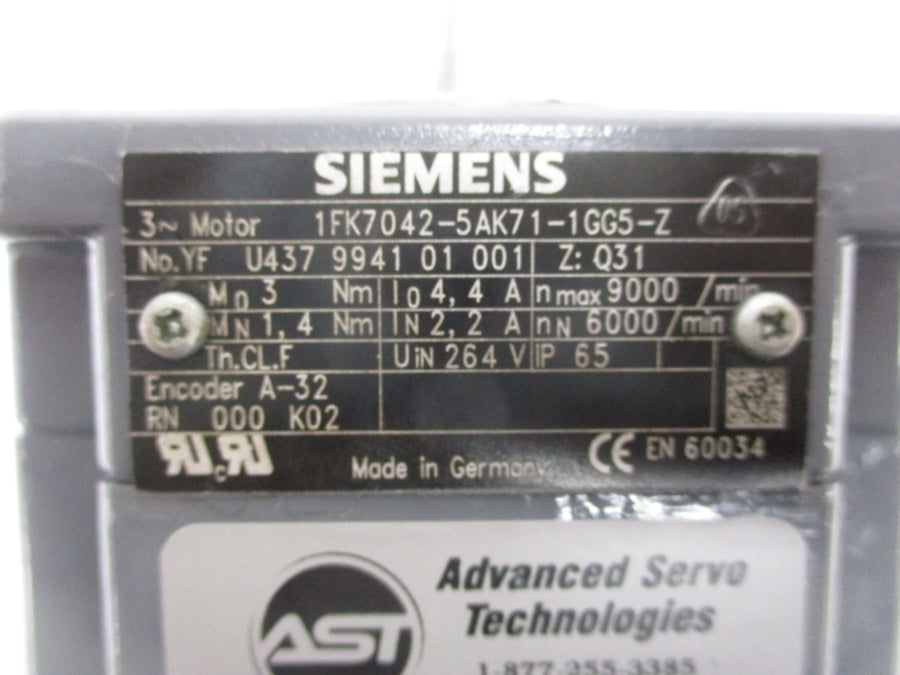 SIEMENS 1FK7042-5AK71-1GG5-Z 264V 4.4A REMAN