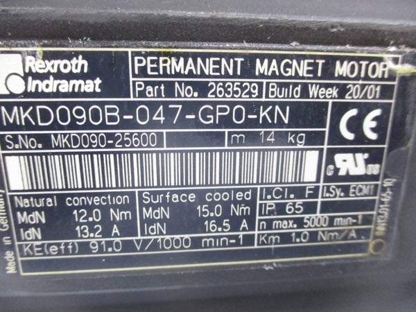 REXROTH 263529 MKD090B-047-GP0-KN 91V 13.2A REMAN
