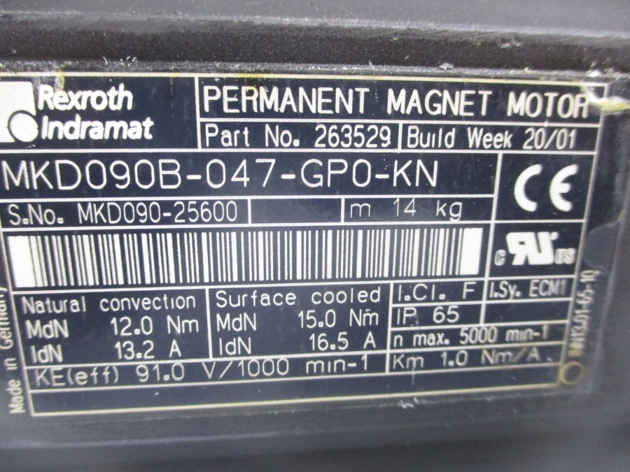 REXROTH 263529 MKD090B-047-GP0-KN 91V 13.2A REMAN