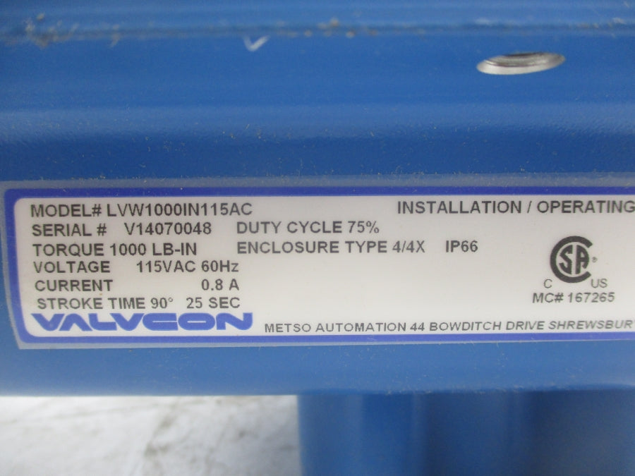 VALVCON LVW1000IN115AC 115VAC 0.8A NSMP