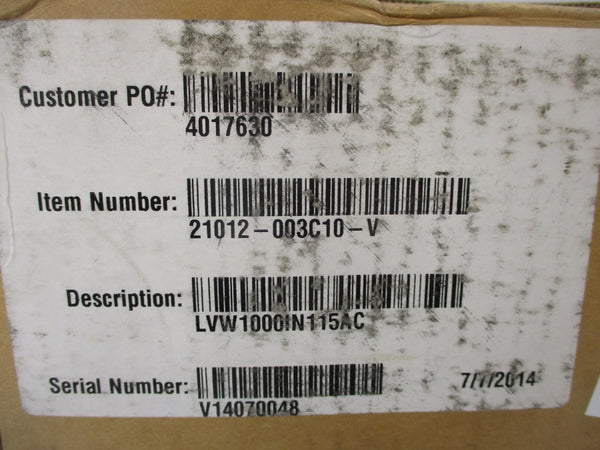 VALVCON LVW1000IN115AC 115VAC 0.8A NSMP
