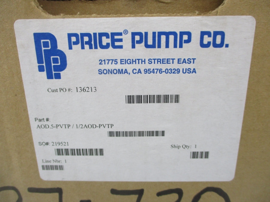 PRICE PUMP CO AOD.5-PVTP 1/2AOD-PVTP NSMP