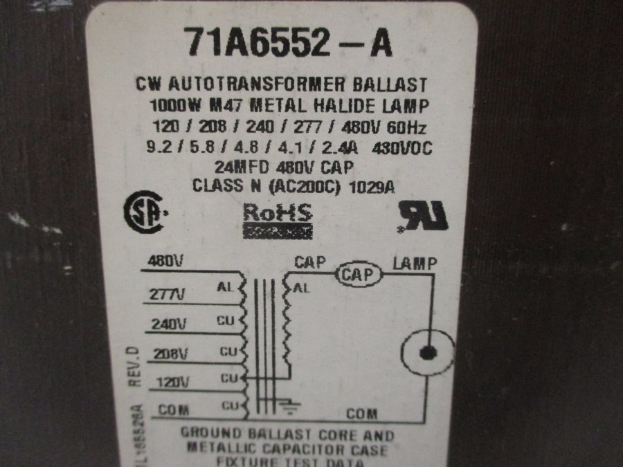 ADVANCE 71A6552-001 120-480V 9.2-2.4A REV. G (AS PICTURED) NSMP