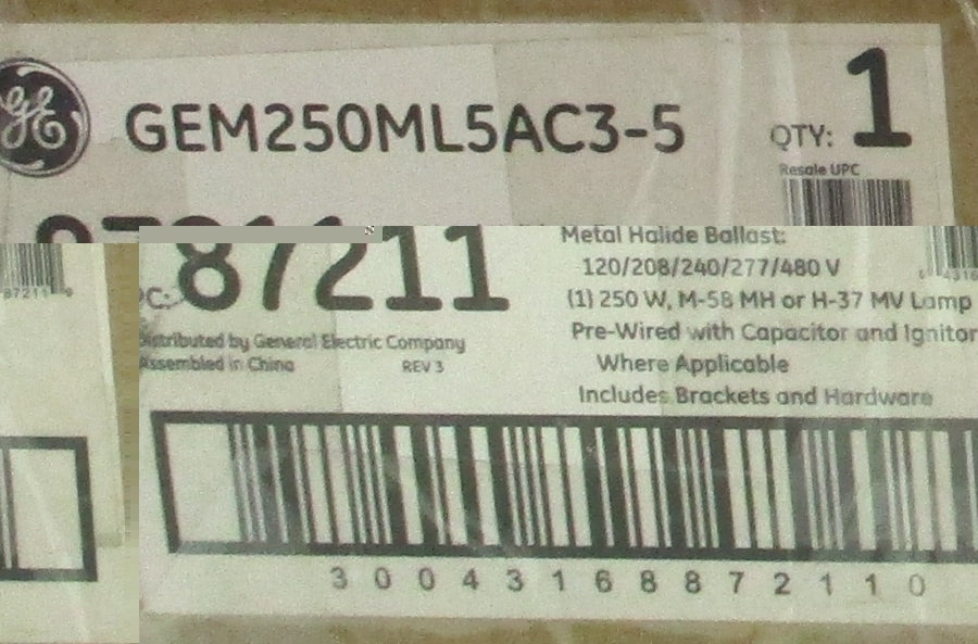 GENERAL ELECTRIC GEM250ML5AC3-5 480V 2.3-0.6A NSMP