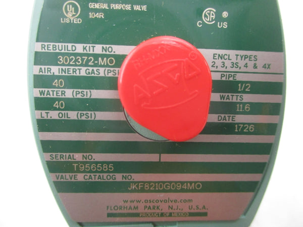 ASCO JKF8210G094MO 24VDC 40PSI 1/2" NSMP