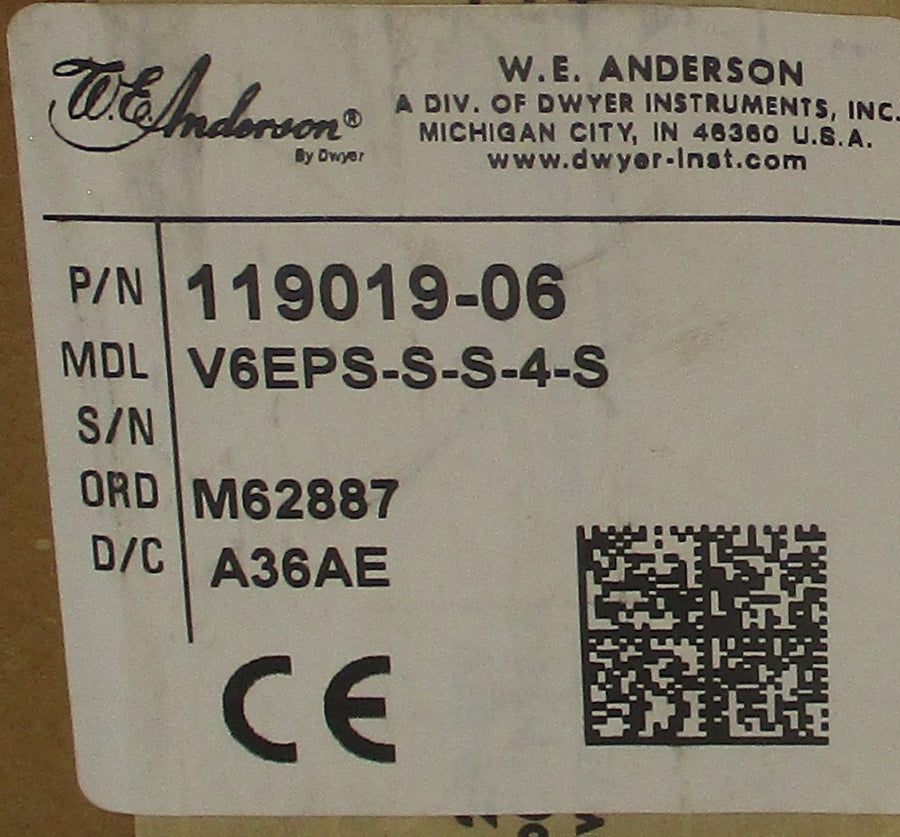 DWYER 119019-06 V6EPS-S-S-4-S NSMP