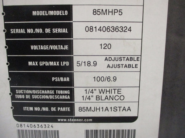 STENNER 85MHP5 85MJH1A1STAA 120V 100/6.9PSI NSMP