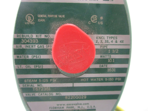 ASCO 8220G029 110/120V 5-150PSI 1-1/2" NSMP