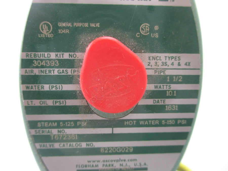 ASCO 8220G029 110/120V 5-150PSI 1-1/2" NSMP
