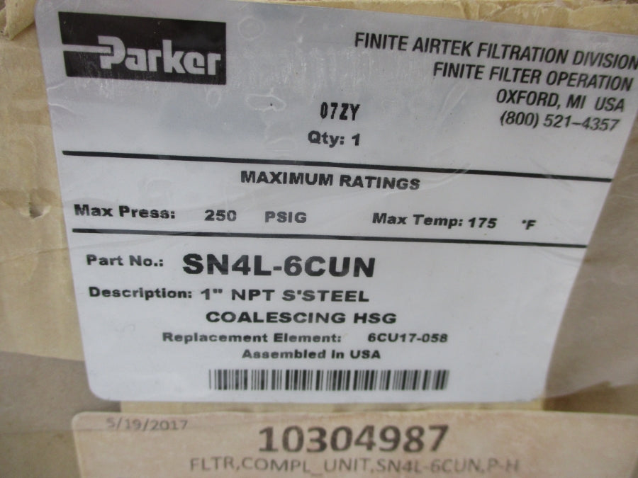 PARKER SN4L-6CUN 250PSI 1" NSMP