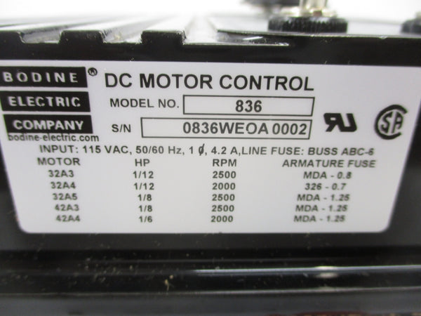 BODINE 0836WE 115VAC 4.2A NSMP