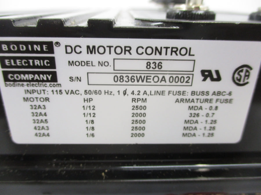 BODINE 0836WE 115VAC 4.2A NSMP