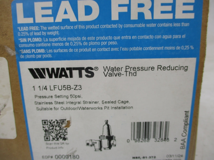 WATTS LFU5B-Z3 50PSI 1-1/4" NSMP