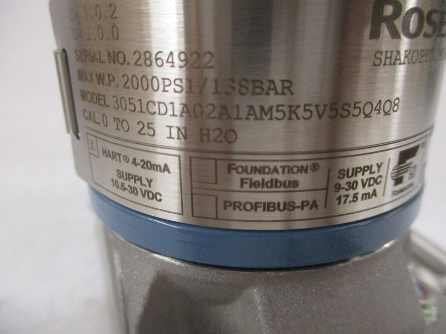 ROSEMOUNT 3051CD1A02A1AM5K5VS5Q4Q8 10.5-30VDC NSMP