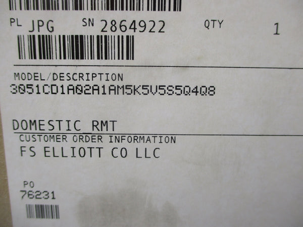 ROSEMOUNT 3051CD1A02A1AM5K5VS5Q4Q8 10.5-30VDC NSMP