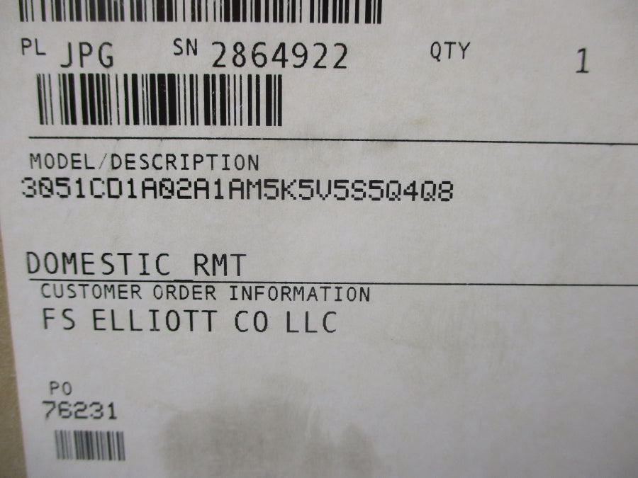 ROSEMOUNT 3051CD1A02A1AM5K5VS5Q4Q8 10.5-30VDC NSMP