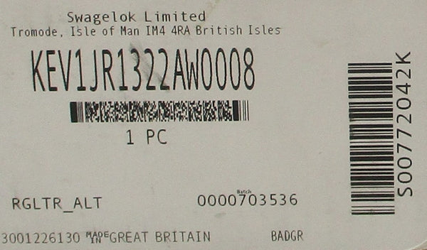 SWAGELOK KEV1JR1322AW0008 240VAC 3600PSI NSMP