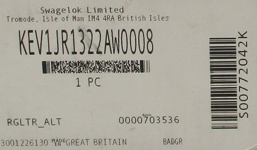 SWAGELOK KEV1JR1322AW0008 240VAC 3600PSI NSMP