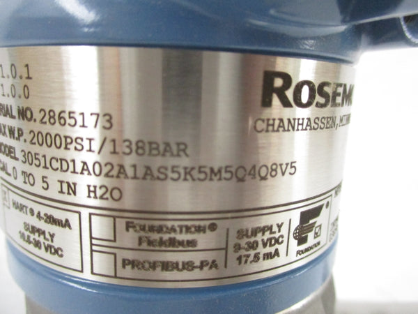 ROSEMOUNT 3051CD1A02A1AS5K5M5Q4Q8V5 10.5-30VDC NSMP