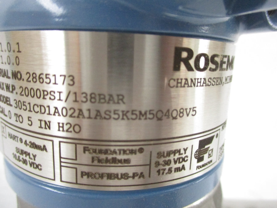 ROSEMOUNT 3051CD1A02A1AS5K5M5Q4Q8V5 10.5-30VDC NSMP