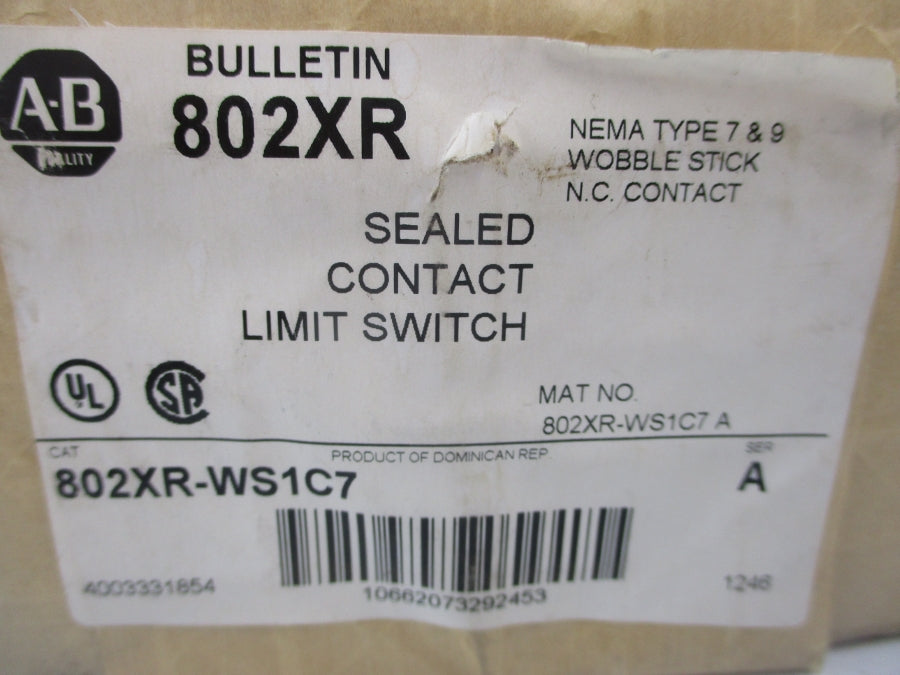 ALLEN BRADLEY 802XR-WS1C7 SER. A 120-600VAC 30A (BR/WH) NSMP