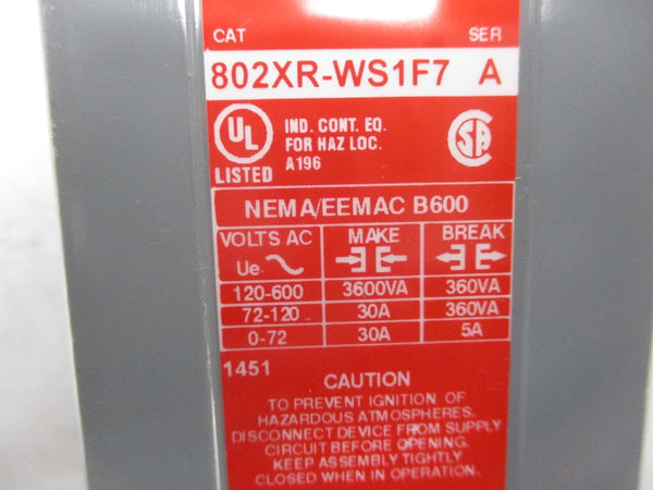 ALLEN BRADLEY 802XR-WS1F7 SER. A 120-600VAC 30A NSMP