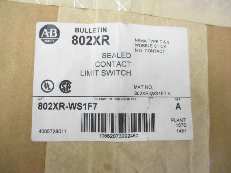 ALLEN BRADLEY 802XR-WS1F7 SER. A 120-600VAC 30A NSMP