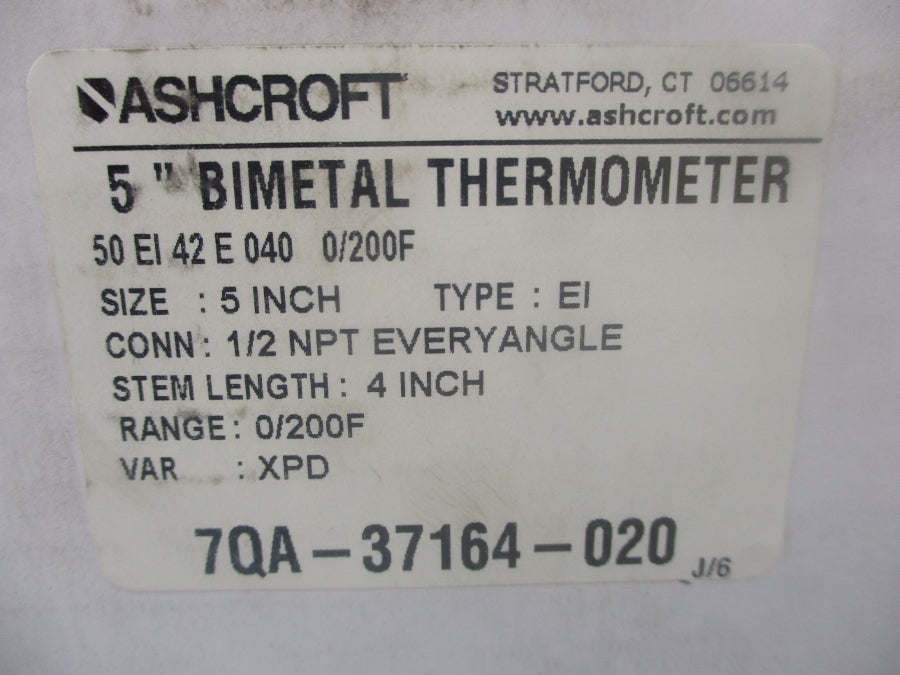 ASHCROFT 50EI42E040 0-200'F 5" NSMP
