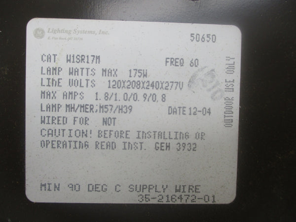 GENERAL ELECTRIC W1SR17M 120/277V 1.8/0.8A NSNP