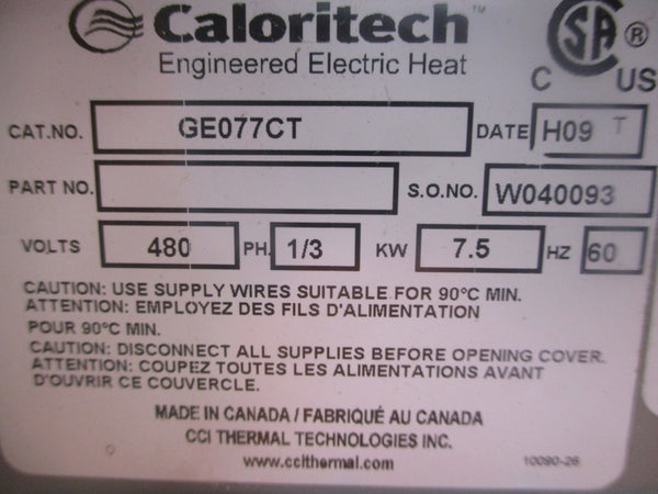 CALORITECH GE077CT 480V NSNP