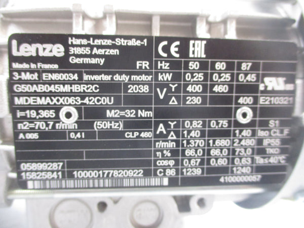 LENZE G50AB045MHBR2C 230-400/460V NSNP