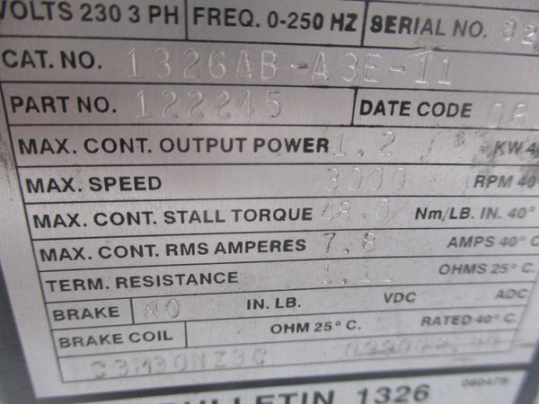 ALLEN BRADLEY 1326AB-A3E-11 122245 UNMP