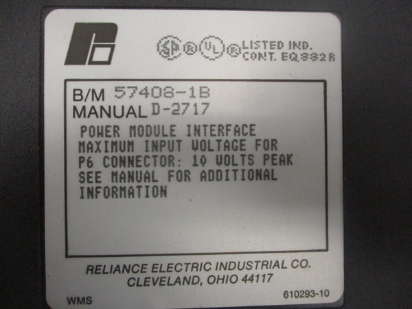 RELIANCE ELECTRIC 57408-1B 10V UNMP
