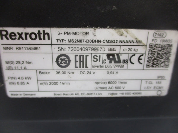 REXROTH R911345661 MS2N07-D0BHN-CMSG2-NNANN-NN 24VDC .4A NSNP
