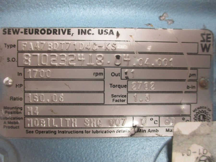 SEW-EURODRIVE FA47BDT71D4C-KS UNMP