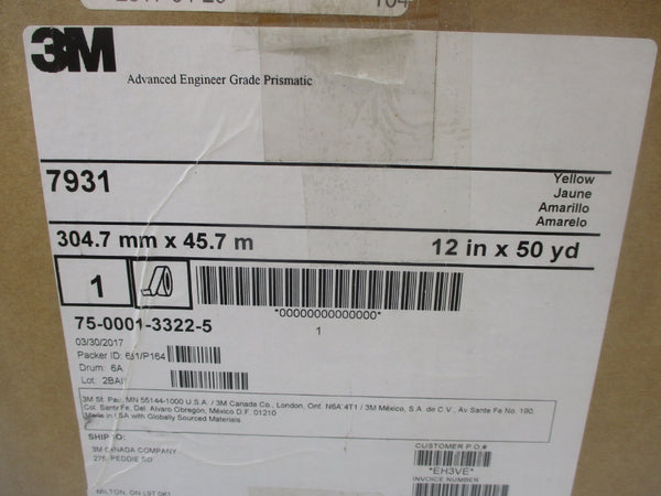 3M 7931 12IN X 50YD YELLOW NSMP