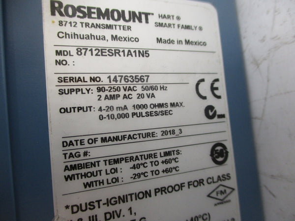 ROSEMOUNT 8712ESR1A1N5 90-250VAC 2A NSNP