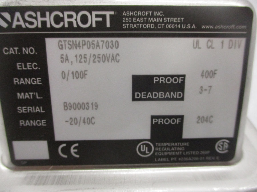 ASHCROFT GTSN4P05A7030 125/250VAC 5A NSMP